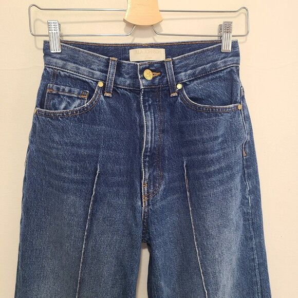 Ulla Johnson Women’s Genevieve Pintuck Wide Leg Cuff Jeans Índigo Blue Size 25 - Picture 6 of 13